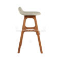 Faux leather and cotton line bar stool